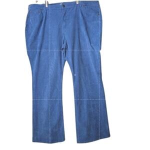 Woman Within Blue Corduroy Pants 22W Flare Leg Stretch Cotton Blend